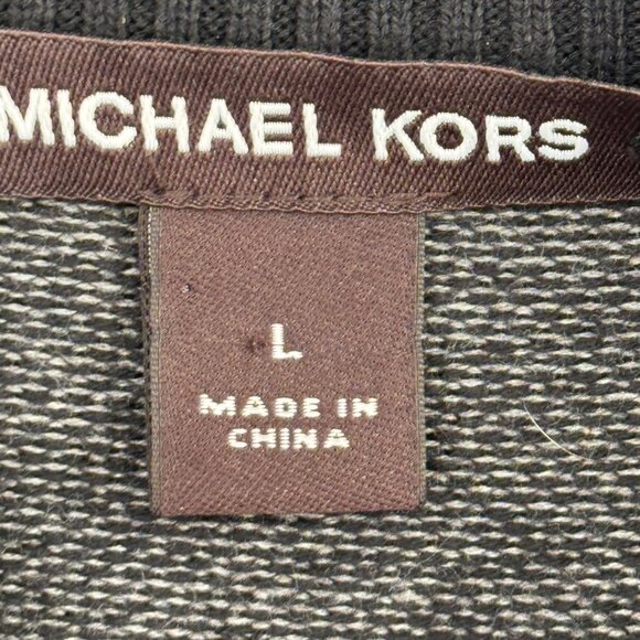 Michael Kors Gray Full-Zip Cotton SweaterBlack Trim Mens Size Large - Picture 3 of 12